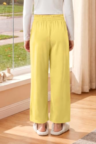Image of Girls Summer Floral Wide Leg Pants High Waisted Flowy Dress Trousers with Pockets for School Lounge Beach 5-14 Years