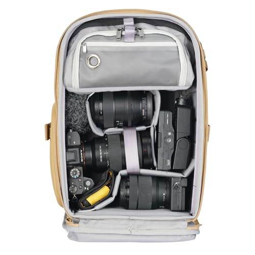Image of VANGUARD VEO Metro B20L Camera & Everyday Backpack (Beige) - Fits 70-200mm Attached, 14 inch Laptop Storage, Convertible Daypack Design, Carry-On Ready