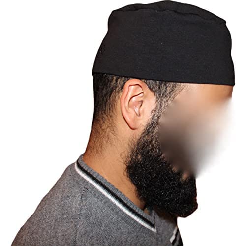 Cappello da preghiera islamica nera con tessuto