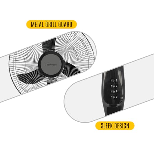 Image of Blueberry's LEE 35-Watts 400-mm BLDC Pedestal Staing Fan,7-Speed Remote with Oscillation,Timer, Sleep,Ideal for Home & Office 2-Year Warranty (Midnight Black)