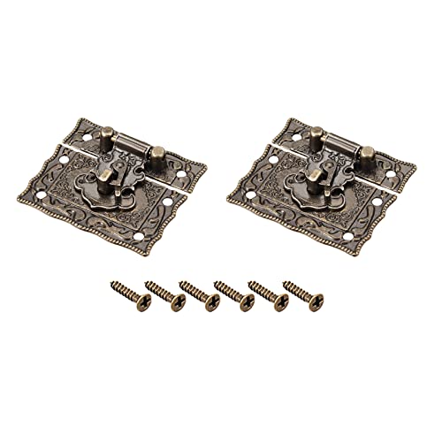 METALLIXITY Caja Aldaba Cierre (51x42mm/2,01x1,65) 1uds, Zinc Aleación Cofre Decorativo Cierre Pestillo con Tornillos - para Muebles Madera Caja Estuche, Bronce Tono