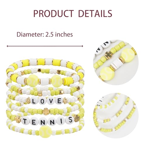 Image of Football Baseball Soccer Beaded Bracelets for Women Stackable Game Day Sports Theme Bracelet