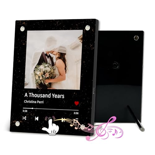 Custom Music Picture Frame, Photo Frames That Plays Songs, Personalized Music Gifts Spotify Song Plaque with Picture, Anniversary Birthday Gift for Couple Lover, Family, Friends