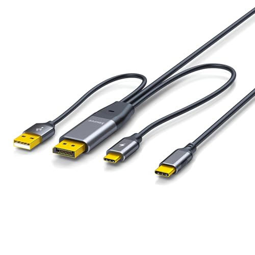 DisplayPort to USB C 変換ケーブル 4K@60Hz 2M XinYaa USB-C給電 DisplayPort to Type-C モバイルモニター XREA-L Beam USB-A タッチ機能サポート Nrea-l Xrea-l AR Switch B-0-X Steam deck PS4/5ゲーム機対応の商品画像（Amazon）