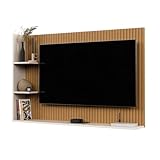 Painel Para TV 50 Polegadas Sala/Quarto Nicho Prateleira Berlim (Ripado/OffWhite)