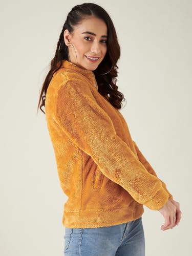 Image of Modeve Women Solid Full Sleeve Fur Standard Length Jacket For Winter