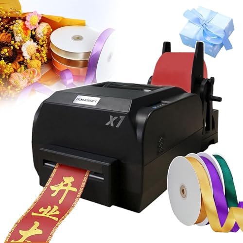 Image of AWAYDD Ribbon Machine,Satin Ribbon Printing Machine,Printing Resolution: 200 DPI,Print Speed: 150mm/s,for Floral Bouquet Gifts/Crafts/Bows/Party/Wedding,Simple to Use(Singlerow)