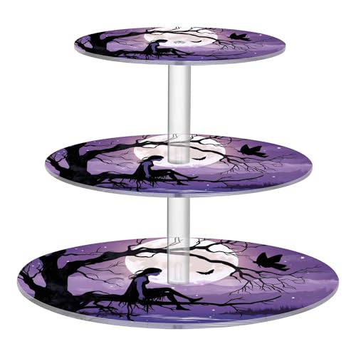 PYBUG Moonlight Girl 3 Tier Acrylic Cupcake Stands Tower,Dessert Table Display Set for Tea Party,Wedding,Birthday, Baby Shower