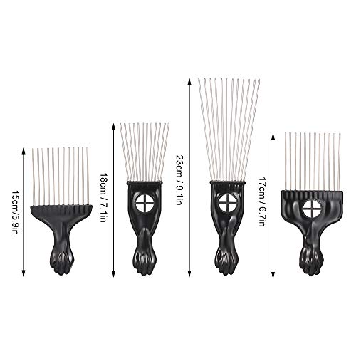 KKmoon 4 PCS Conjunto de pente preto de metal Afro penteado penteado cabelo encaracolado terno preto
