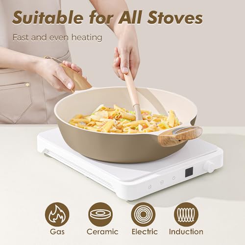 Image of SENSARTE Ceramic Pots and Pans Set Nonstick, Kitchen Cookware Sets, 14-Piece Induction Cookware, Non-toxic Healthy Non Stick Cooking Set, with Frying Pans Set, PFAS PTFE PFOA PFOS Free