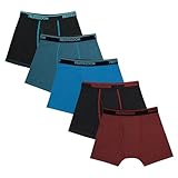 Fruit of the Loom Boys' and Toddler Boxer Briefs, Tag Free & Breathable Underwear, Assorted Color Multipacks, 5 Pack-Modal Blue/Red/Grey, Large