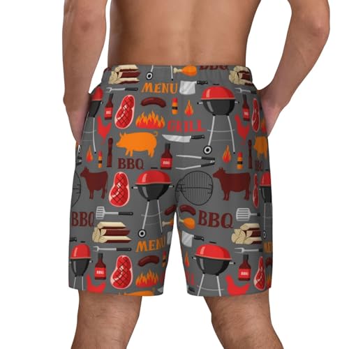 BBQ Icons Funny Men's Swim Trunks Board Shorts Quick Dry-4