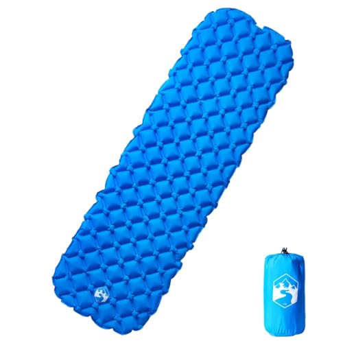 Homgoday Colchón de camping hinchable azul 190 x 58 x 6 cm, colchón para cama, colchón para sofá cama marco