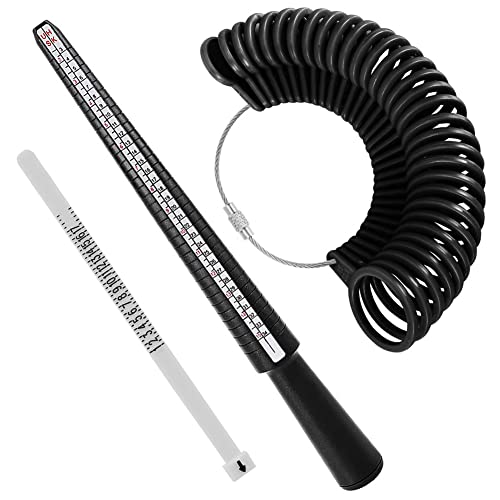 Accmor Ring Sizer Measuring Tool Set, Reusable Ring Gauges with Finger Sizer Mandrel, Plastic Four Size Ring Stick Jewelry Mandrel and Ring Gauge Finger Sizing Ring Sizer Tools for Jewelry Making