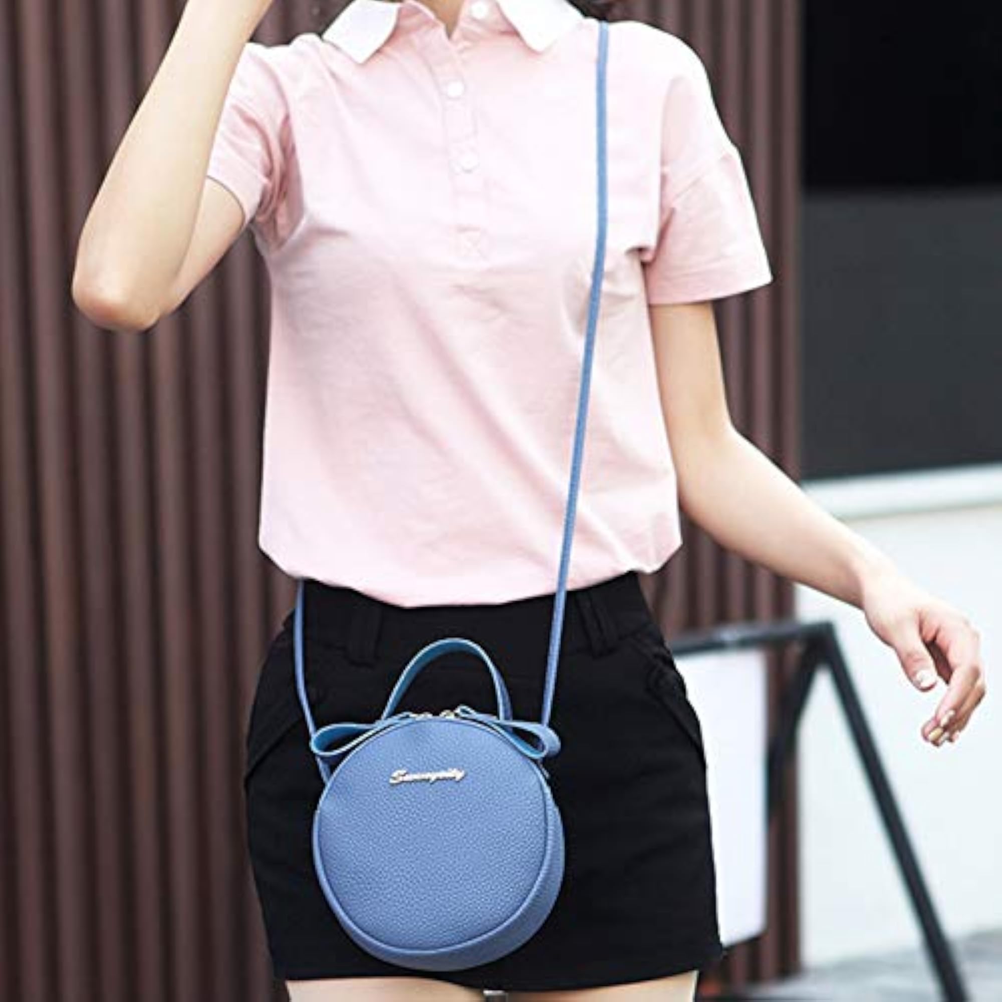 Ladies Portable Small Round Messenger Shoulder Bag