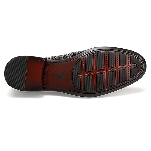 Image of Classic Leather Dress Shoes for Men, Premium Alligator Printed Bussiness Dress Slip on Loafer for Mens