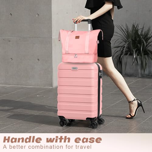 Image of AnyZip Luggage PC ABS Hardside Lightweight Suitcase with 4 Universal Wheels TSA Lock 20 24 28 Inch, Pink, 3 piece set(20 inch), Fashion