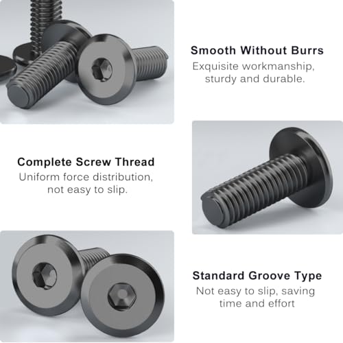 Drenky M5 Linsenkopfschrauben, Schwarze Schrauben mit Innensechskant 20 Stück Edelstahlschrauben Flachkopfschrauben Gewindeschrauben M5x10mm Schraube für Haushalt, Bauwesen, Maschinen, Kraftfahrzeuge