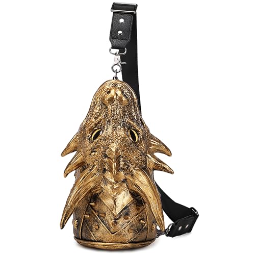 3D Dragon Head Women Unique Novelty Crossbody Shoulder Bag Handbag Men PVC Weird Gothic Halloween Purse