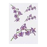 Azeeda 4 x 'Purple Orchid Branch' Temporary Tattoos - Water Resistant, Skin-Safe, Non-Toxic Transfers, Mixed Sizes (TO00042797)