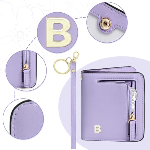 Image of COSHAYSOO Initial RFID Wallet Small Purple for Teen Girls Personalized Valentines Day Birthday Gifts, 10 11 12 13 14 15 16 17 18 Year Old College Teenage Girls Wallets Fashion Monogrammed Letter B