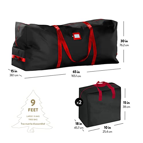 3-Pack Christmas Artificial Tree Storage Bag And Two Garland Bags; Holiday Tree Storage For Trees Up To 9 Ft, Includes Card Slot, Dual Zipper, And Carry Handles; Tearproof 600D Oxford Material #TOP5