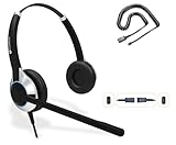 TruVoice HD-550 Office and Call Center Wired QD Headset with Noise Canceling Microphone and HD Speakers - Compatible with Mitel, Nortel, Avaya, Poly, Polycom, Shoretel, Digium, ESI, Fanvil Desk Phones