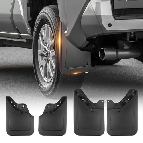 Sunsdrew 2025 Upgraded Mud Flaps for 2024-2026 Toyota Tacoma Mud Guards Accessories All Weather Mud Flaps Splash Guards Tacoma Mudflaps No-Drill Front and Rear-Black,4 Pc