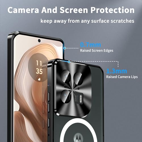 Image of Motorola Edge 50 Ultra /Moto X50 Ultra Case Cover for Magsafe, Camera Protection, Metal Magnetic Cover, Shockproof Protective Case and Slim Fit Case, Black