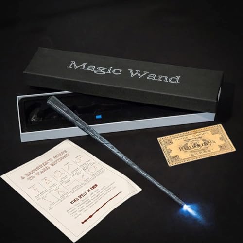 Image of MilesMagic Harry Potter Wand with Magic Spell and Platform Ticket | Wizard Cosplay Light Up LED Sorcerer s Witchcraft Magic Dress Up Wand for Potterheads | 33 cm | (Sirius Black)