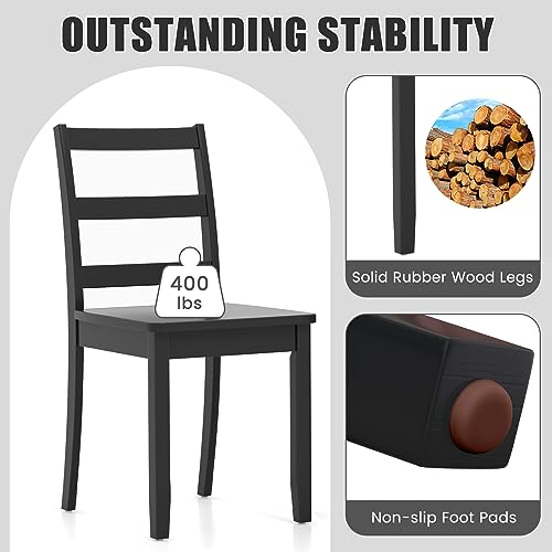 Image of COSTWAY Dining Chairs Set of 4, Mid-Century Modern Wooden Chairs, Black