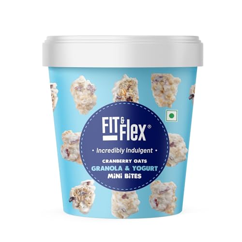 Image of Fit & Flex Cranberry Oats and Yogurt Mini Bites with Oat Rich Multigrain, High Fibre and High Protein, No Artificial Colours & Flavours Granola Bars - As Seen on Shark Tank India - 70 g (Pack of 1)