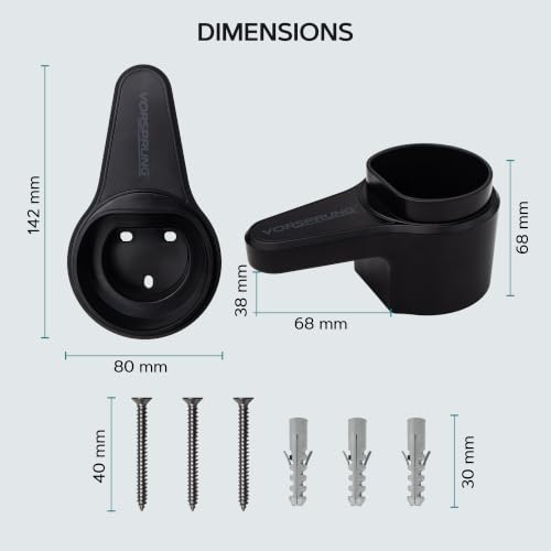 Image of VORSPRUNG Type 2 EV Charger Holder - Universal | Strong Organiser Cable Holder Type 2 Wall Bracket, EV Charging Cable Tie Organiser, Compatible - T2 - Industrial Strength ABS (UK)