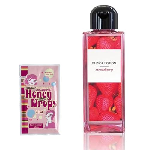 【HONEY DROPS 20? セット】国内素材で、水のように『超さらさら』な女性のためのフレバーローション │ FLAVOR LOTION 180ml │ フルーティーな味と香りで新感覚 │【正規 −GOD HAND− ステッカー貼付】 (strawb