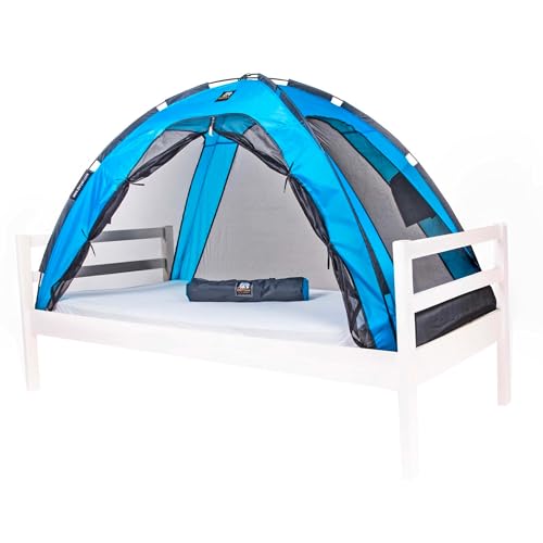 Deryan Bedtent - klamboe tweepersoonsbed - muggentent tentbed - insectenbescherming bed - compact en licht - 200 x 90 x 110 cm - muggennet bed & muggennet reis met draagtas blauw