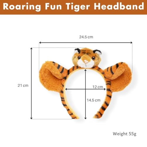 Image of Radhu & Kabby Hairband for Kids | Headband for Girl with Tiger Ears | Orange Animal Figure Hairband | Fun Dress-Up Accessory for Girls and Boys | Soft and Comfortable | One Piece