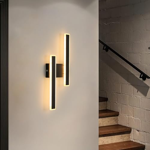 Applique da Parete Interno Moderno, 32W 3600LM Lampada da Parete LED Moderno in Acrilico, Nero Lungo Lampada a Muro Interni per Camera da Letto Soggiorno Bagno Corridoio Scale, Luce Caldo 3000K