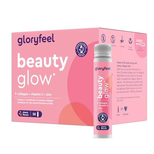 Colageno bebible Beauty glow - 2500mg Hidrolizado de Colageno VERISOL® - 30 Ampollas para 1 mes - Belleza desde el interior - Con Ácido hialurónico, Biotina, Jalea real, Vitamina C y Zinc