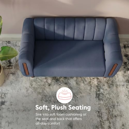 Image of Interio by Godrej Sofa Paramount 2 Seater Fabric Sofa for Living Room, 1-Year Warranty, Solid Wood, Ocean Blue