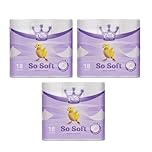 Little Duck So Soft 3 Ply Toilet Rolls | Ultra Soft, Absorbent & Lightly Scented Bathroom Tissue | Luxury Toilet Paper for Sensitive Skin – (54 Rolls-Pk3)