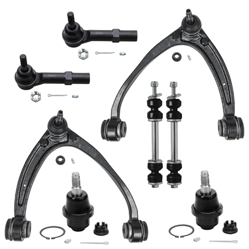 Image of Detroit Axle - 8pc Front End Kit for 2007-2013 Chevy Silverado 1500 Avalanche GMC Sierra 1500, 2007-2014 Suburban Yukon XL 1500 Upper Control Arms Ball Joints Sway Bars Tie Rods Lower Ball Joints