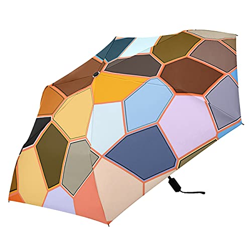 Parapluie compact anti-UV à motif mosaïque : parapluie portable de voyage résistant à la pluie