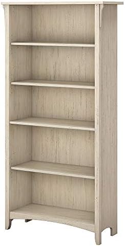 Bush Furniture Salinas 5 Shelf Bookcase in Antique White