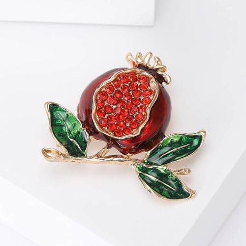 Image of Enamel Fruit Brooch for Women Rhinestones Fruit Lapel Pin Elegant Fruit Brooches Jewelry Gift, Perfect for Dresses Hat Bag