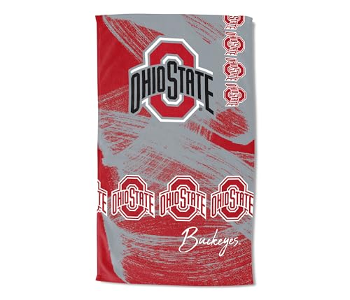 Northwest NCAA Ohio State Buckeyes Oversized Microfiber Beach Towel, 40 x 72 Inches – Quick Dry, Sand Resistant, Lightweight, Highly Absorbent, Distorter Design