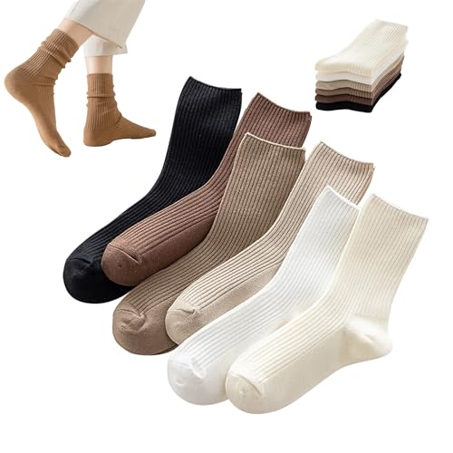 Womens Cute Crew Socks Casual Athletic Aesthetic Socks Neutral Cotton Socks for Women