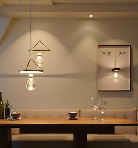 Image of Lyse Decor Chandelier, Jhumar Light for Hall Ceiling, Jhoomer for Living Room, Creative 3 Ring Hanging Pendant Lamp with Height-Adjustable for Bedroom, Dining Room (Clear)