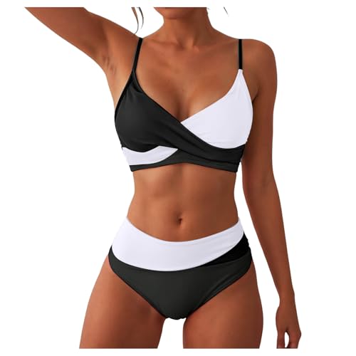Conjuntos De Bikini para Mujer Verano Trajes De Baño Dos Piezas Cuello Halter Bañadores Push Up Adelgazar Cintura Alta Mujer Bikini Sets Triángulo Regulable para Uso En Piscina Y Temporada Estival