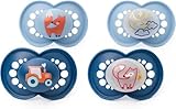 MAM Original Day & Night Soothers | 18-36 Months | 4 Pack | Includes 2X Glow in The Dark Dummies | Orthodontic Design | Baby Accessories | Blue (Various Designs)