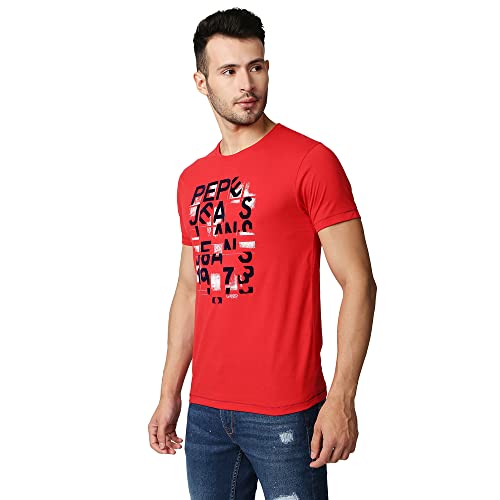Image of Pepe Jeans Men's Cotton Fitted Crew Neck Printed T-Shirt